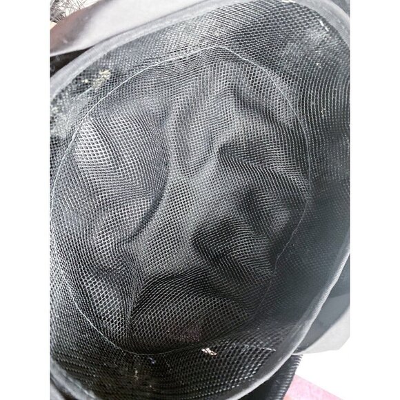 Vintage Velvet Satin Black Pillbox gat with Mesh Overlay S - Picture 13 of 13